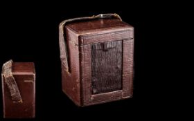 Victorian Leather Carriage Clock Case in original condition, leather bound, 5 inches high,