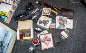 Box of Mixed Collectibles, including vintage card and boxed games, travel size Monopoly,