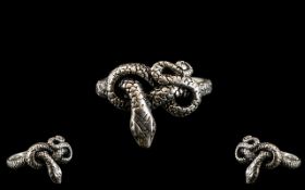 Silver Snake Ring, realistically detailed snake of great quality and design,