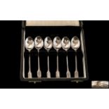 Boxed Set of Six Silver Teaspoons of Small Proportions, hallmarked for Birmingham R 1966.