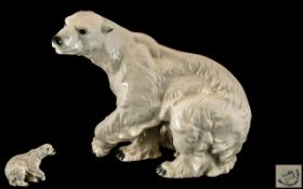 Royal Dux Large and Impressive - Porcelain Wild Animal Figure ' Polar Bear ' c.1930's.