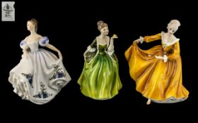 Royal Doulton Hand Painted Trio ( 3 ) Porcelain Figures. Comprises 1/ ' Kirsty ' HN1381. Designer M.