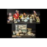 Box of Mixed Collectibles comprising a Rapport London brass clock; an oil on board street scene;