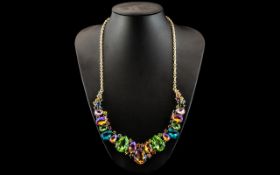 Multi Colour Austrian Crystal Statement Necklace, a spectacular display of large crystals in a