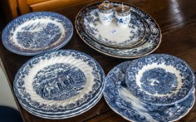 Collection of Blue & White China, comprising 3 x Chatsworth Platters measuring 14'', 12'' and 10''