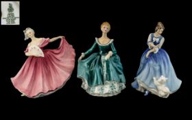 Royal Doulton Hand Painted Trio ( 3 ) Porcelain Figures. Comprises 1/ ' Lorraine ' HN3118.