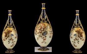 Royal Crown Derby Excellent Hand Painted Specimen Vase of Stylish Design and Excellent Colours.