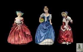 Royal Doulton Hand Painted Trio ( 3 ) Porcelain Figures. Comprises 1/ ' Genevieve ' HN1962.