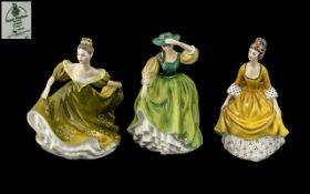 Royal Doulton Hand Painted Trio ( 3 ) Porcelain Figures. Comprises 1/ ' Lynne ' HN2329. Designer M.