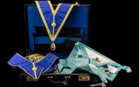 Masonic Interest, leather suitcase full of Masonic aprons, medals etc.