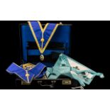 Masonic Interest, leather suitcase full of Masonic aprons, medals etc.