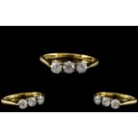 18ct Gold Attractive 3 Stone Diamond Set Ring. Fully Hallmarked for 18ct - 750.