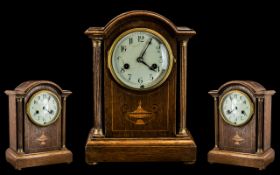 An Early 20th Century Oak Cased Mantel Clock with Hamburg American Clock Company Movement.