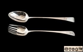 George III - Superb Pair of Sterling Silver Matched Salad Servers.