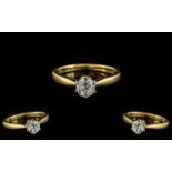 18ct Gold Single Stone Diamond Ring. Full Hallmark to Interior of Shank. The Round Brilliant Cut