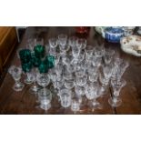Large Collection of Vintage Glasses, various shapes and designs both engraved and plain,