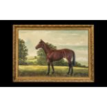 Horse Racing Interest - Oil Painting on Board of the Famous Race Horse Red Rum in landscape.