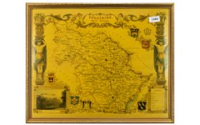 Framed Reproduction Map of Yorkshire's West Riding in 1830 by Thomas Moule.