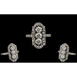 Platinum Superb Quality Diamond Set Ring of Attractive Design. Marked Platinum to Interior of Shank.