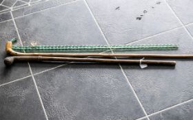 An End of Day Green Spiral Glass Novelty Walking Cane length 34 inches.