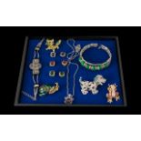Collection of Costume Jewellery. Includes ( 3 ) Pairs of Gold Plated and Different Coloured Stones