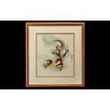 Chinese Original Art Work, 20th century painting of a dragon, signed to the right; 21 inches x 19,