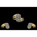 18ct Gold - Superb and Attractive Pave Diamond Set Ring. Full Hallmark for 750 - 18ct. The Pave