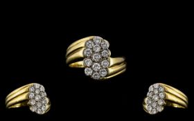18ct Gold - Superb and Attractive Pave Diamond Set Ring. Full Hallmark for 750 - 18ct. The Pave