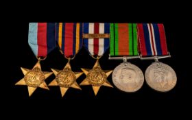 WW2 Group Of Five Medals On Bar 1939-45 Star, The Burma Star,