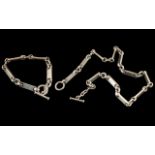 Gent's Fancy Link Chunky Silver Chain & Matching Bracelet, chain 19", bracelet 8.5".