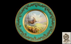 Minton 19th Century Good Quality Handpainted and Signed Cabinet Plate 'Woodcock' Y1123 painting