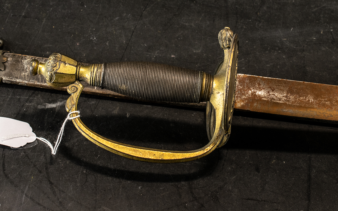 A Fine Quality British Infantry Officers Sword with gilt bronze mount and silvered wired grip, - Image 2 of 3