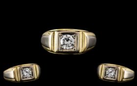 18ct Gold Gents Contemporary Single Stone Diamond Ring,