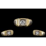 18ct Gold Gents Contemporary Single Stone Diamond Ring,