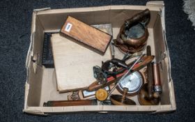 Mixed Lot of Oddments & Collectibles, to include carved Indian trinket box,shoe horn, telescope,