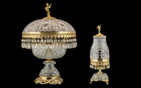 Glass Ormolu Mounted Electric Light, with a mushroom shade, and a bowl shaped base,