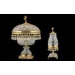 Glass Ormolu Mounted Electric Light, with a mushroom shade, and a bowl shaped base,