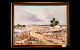 Wilhelm Ploner - South African Artist signed Oil on Board depicting a rural landscape with a farmer;