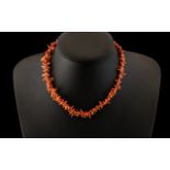 1920's Graduating Pink Coral Necklace, Gold Coloured Clasp. 16 Inches In length. Please See Photo.