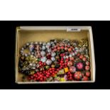 Misc Box of Costume Jewellery with Two Murano Glass Bead Necklaces.