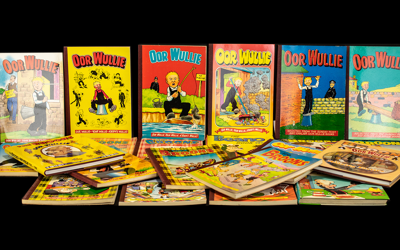 Collection of 22 Children's Comic Annuals including Oor Wullie, The Broons, The Beano.