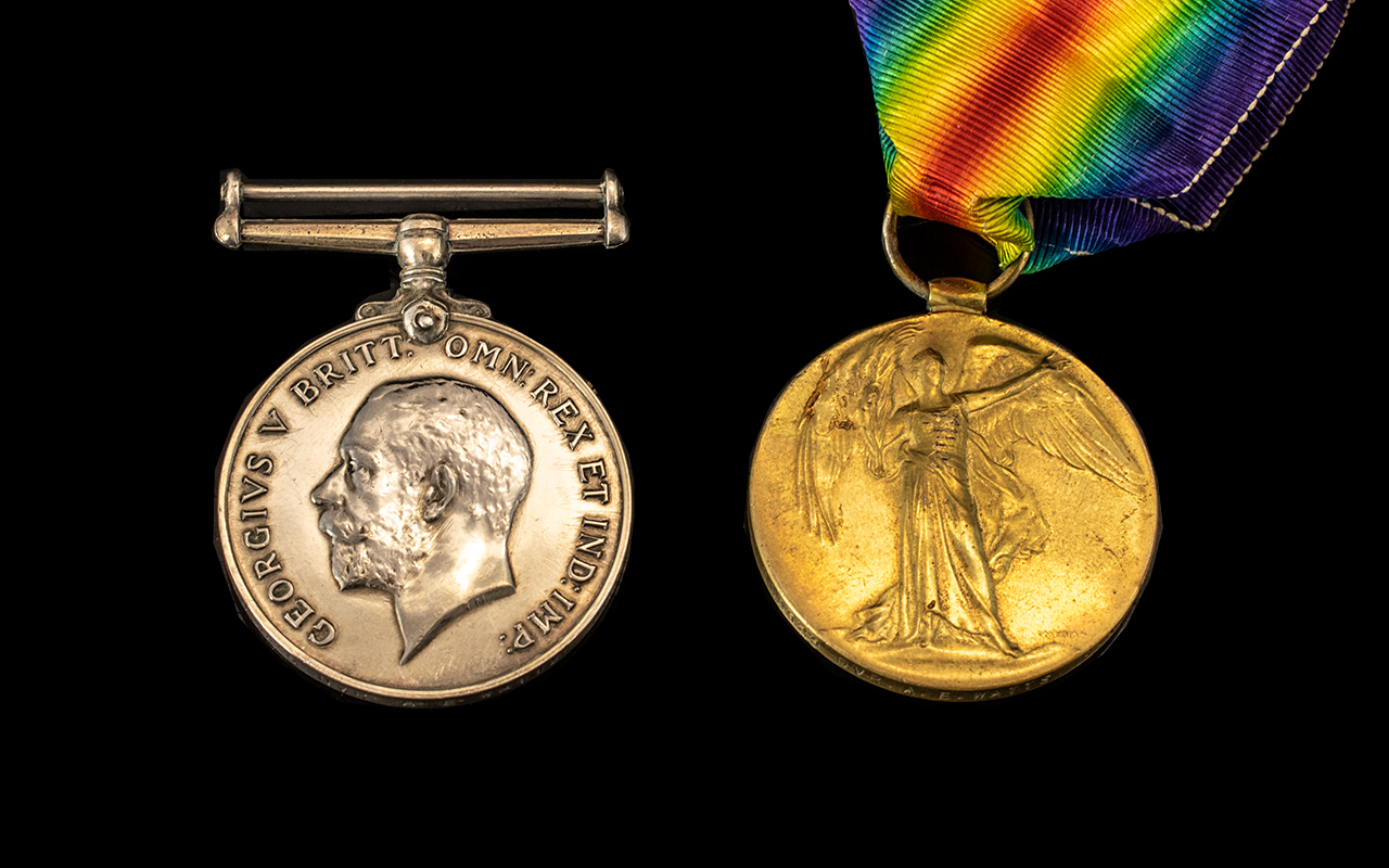WW1 Pair British War & Victory Medal Awarded To 209525 DVR A E WATTS R.