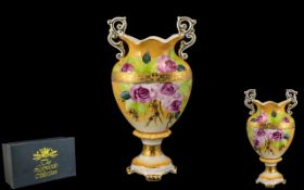 Noritake Type Vase, Boxed, Decorated with Roses From ' The Leonardo Collection ' 7 Inches High.