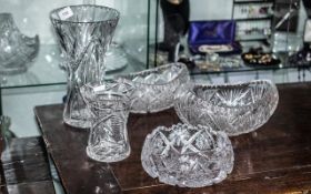 Mixed Collection of Crystal Glass, comprising a 10" vase, a 6" vase,