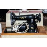 Pfaff 30 Vintage Electric Sewing Machine complete with carrying case, leads and foot pedal.