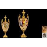 Royal Worcester Ex-Artist Gerald Delaney Signed Large and Impressive Twin Handle Urn Shaped Vase '