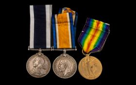 WW1 Royal Naval Long Service And Good Conduct Medal Together With British War And Victory Medal,