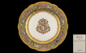Sevres 18th Century Superb Quality Hand Painted Porcelain Cabinet Plate with Exquisite Hand