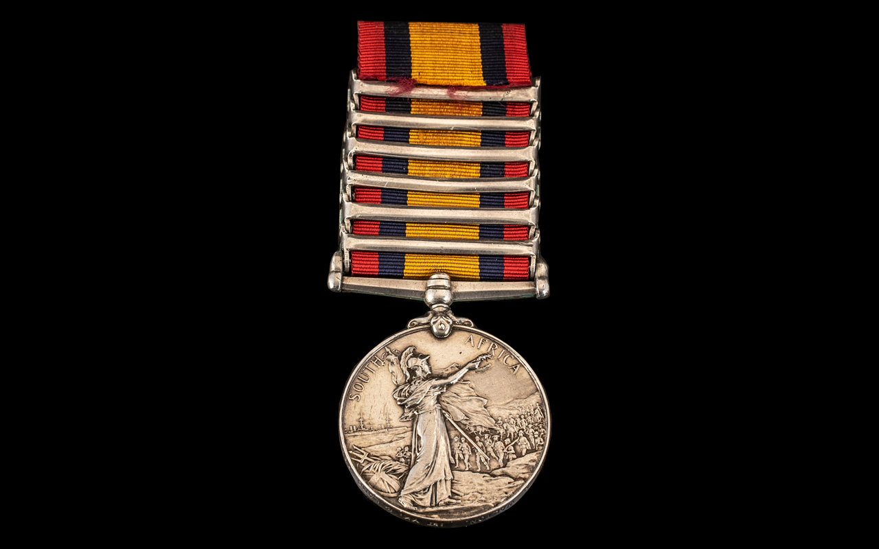 Queens South Africa Medal With Six Clasps Laings Nek, Transvaal, Relief Of Ladysmith, - Image 2 of 3