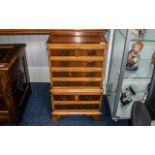 A Small Yewood Chest Comprising of 2 Short Over 3 Long Drawers. Above 2 Short and One Long Drawer.